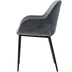 Set di 2 sedie da pranzo in tessuto chenille (seduta 48 cm) Zola Grigio scuro