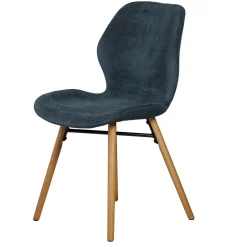 Set di 2 sedie da pranzo in tessuto testurizzato (seduta 46 cm) Malika Blu scuro
