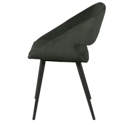 Set di 2 sedie da pranzo in velluto a coste (seduta 49 cm) Orka Verde scuro