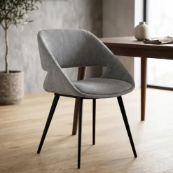 Set di 2 sedie da pranzo in velluto a coste (seduta 49 cm) Orka Grigio chiaro