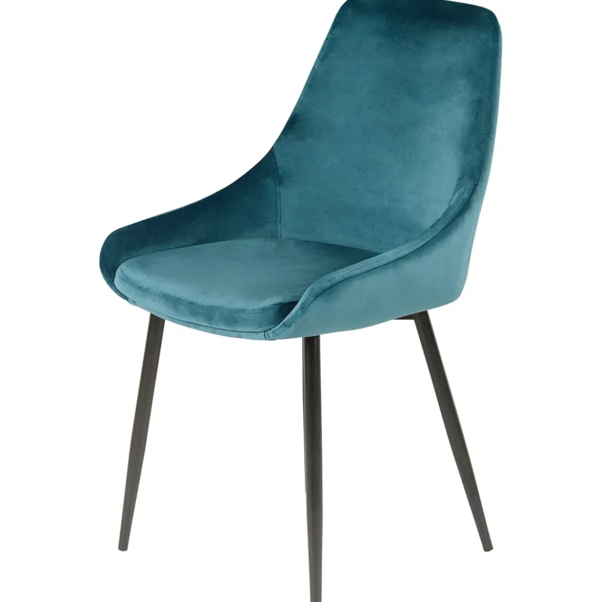Set di 2 sedie da pranzo in velluto (seduta 47 cm) Juno Blu ottanio