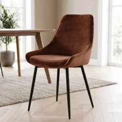 Set di 2 sedie da pranzo in velluto (seduta 47 cm) Juno Marrone