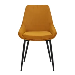 Set di 2 sedie da pranzo in velluto a coste (Altezza seduta 47 cm) Juno Giallo curry