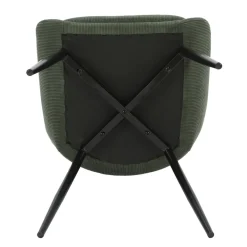 Set di 2 sedie da pranzo in velluto a coste (seduta 47 cm) Juno Verde cachi