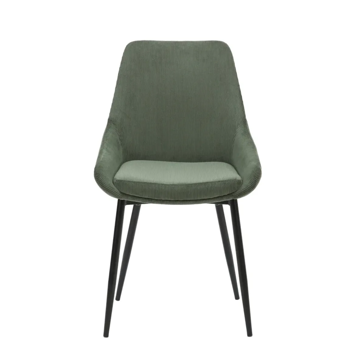 Set di 2 sedie da pranzo in velluto a coste (seduta 47 cm) Juno Verde cachi