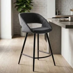 Set di 2 sedie per isola centrale con schienale in tessuto (seduta 68cm) Kosmo Grigio scuro