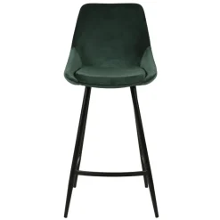 Set di 2 sedie per isola centrale con schienale in velluto (Altezza seduta 67cm) Juno Verde scuro