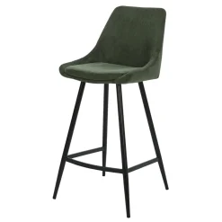 Set di 2 sedie per isola centrale con schienale in velluto a coste (Altezza seduta 67cm) Juno Verde pino