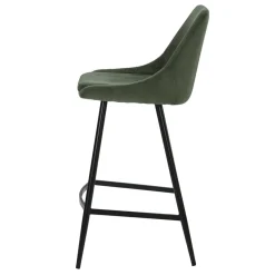 Set di 2 sedie per isola centrale con schienale in velluto a coste (Altezza seduta 67cm) Juno Verde pino