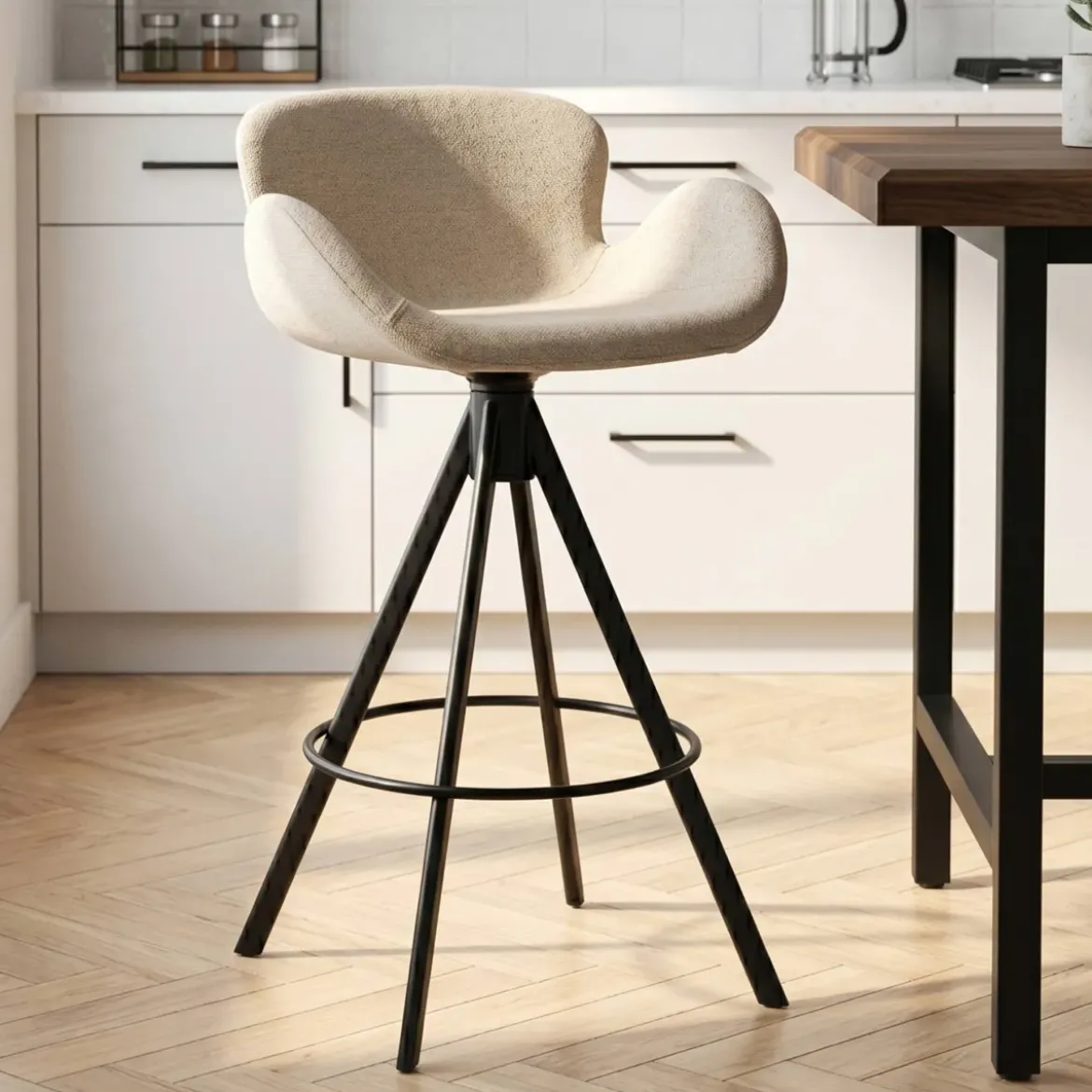 Set di 2 sedie per isola centrale con schienale (Altezza seduta 65cm) Pema Grigio chiaro