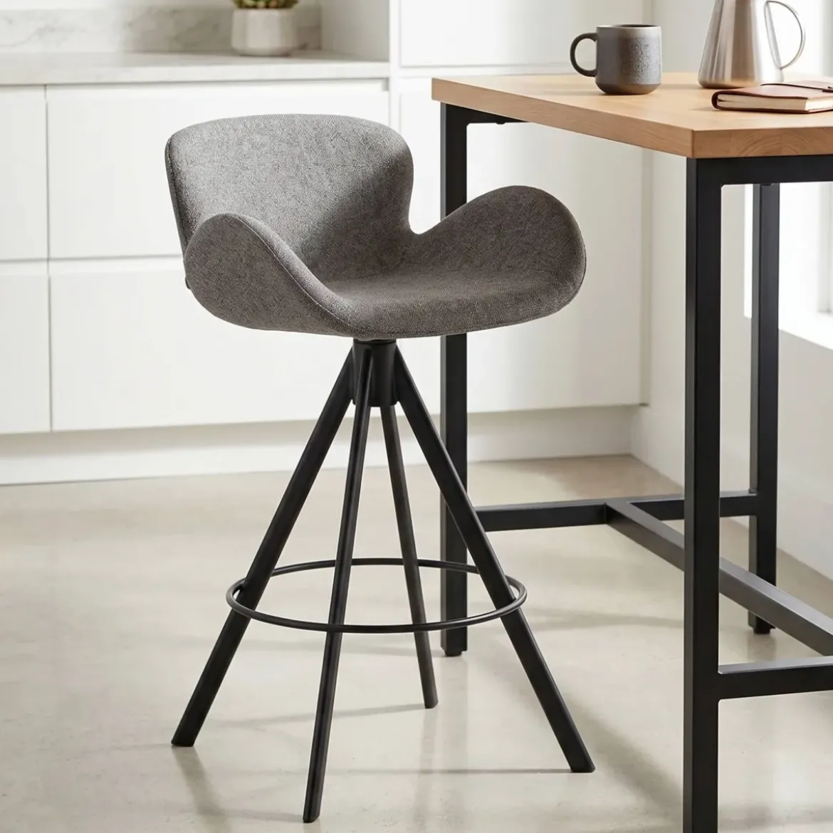 Set di 2 sedie per isola centrale con schienale (seduta 65cm) Pema Grigio scuro