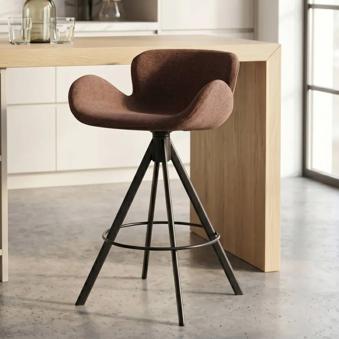 Set di 2 sedie per isola centrale con schienale (Altezza seduta 65cm) Pema Bordeaux