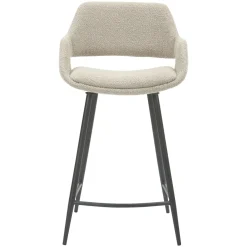 Set di 2 sedie per isola centrale con schienale in bouclé (seduta 65 cm) Soho Grigio chiaro