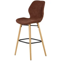 Set di 2 sedie per isola centrale con schienale in tessuto (Altezza seduta 65cm) Malika Mogano