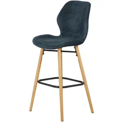 Set di 2 sedie per isola centrale con schienale in tessuto (Altezza seduta 65cm) Malika Blu scuro