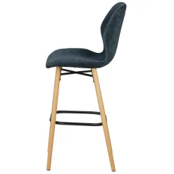 Set di 2 sedie per isola centrale con schienale in tessuto (Altezza seduta 65cm) Malika Blu scuro