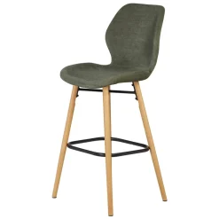Set di 2 sedie per isola centrale con schienale in tessuto (Altezza seduta 65 cm) Malika Verde bottiglia