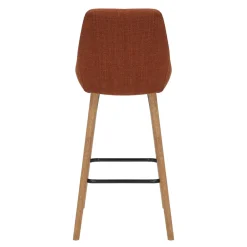 Set di 2 sedie per isola centrale con schienale in tessuto (Altezza seduta 67cm) Juno Cognac gambe in rovere