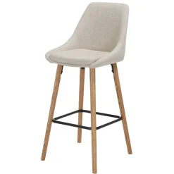 Set di 2 sedie per isola centrale con schienale in tessuto (Altezza seduta 67cm) Juno Crema gambe in rovere