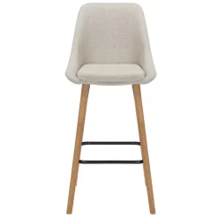 Set di 2 sedie per isola centrale con schienale in tessuto (Altezza seduta 67cm) Juno Crema gambe in rovere