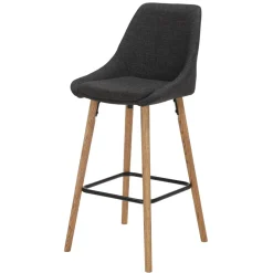 Set di 2 sedie per isola centrale con schienale in tessuto (Altezza seduta 67cm) Juno Grigio antracite gambe in quercia