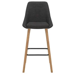 Set di 2 sedie per isola centrale con schienale in tessuto (Altezza seduta 67cm) Juno Grigio antracite gambe in quercia