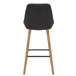Set di 2 sedie per isola centrale con schienale in tessuto (Altezza seduta 67cm) Juno Grigio antracite gambe in quercia