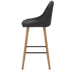 Set di 2 sedie per isola centrale con schienale in tessuto (Altezza seduta 67cm) Juno Grigio antracite gambe in quercia
