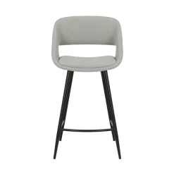 Set di 2 sedie per isola centrale con schienale in tessuto (seduta 68cm) Kosmo Ecru