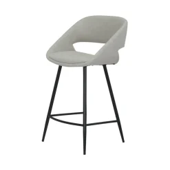 Set di 2 sedie per isola centrale con schienale in tessuto (seduta 68cm) Kosmo Ecru