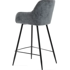 Set di 2 sedie per isola centrale con schienale in tessuto chenille (seduta 65cm) Zola Grigio