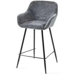 Set di 2 sedie per isola centrale con schienale in tessuto chenille (seduta 65cm) Zola Grigio