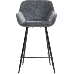 Set di 2 sedie per isola centrale con schienale in tessuto chenille (seduta 65cm) Zola Grigio