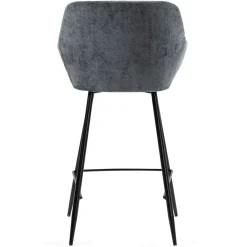Set di 2 sedie per isola centrale con schienale in tessuto chenille (seduta 65cm) Zola Grigio