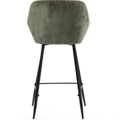 Set di 2 sedie per isola centrale con schienale in tessuto di velluto (Altezza seduta 65 cm) Zola Verde cachi