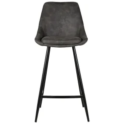 Set di 2 sedie per isola centrale con schienale in tessuto effetto camoscio (Altezza seduta 67cm) Juno Grigio scuro