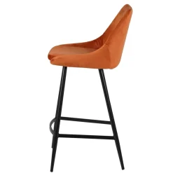 Set di 2 sedie per isola centrale con schienale in velluto (Altezza seduta 67cm) Juno Cognac