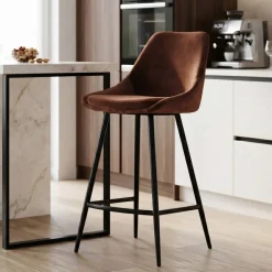 Set di 2 sedie per isola centrale con schienale in velluto (Altezza seduta 67cm) Juno Marrone