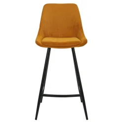 Set di 2 sedie per isola centrale con schienale in velluto a coste (Altezza seduta 67cm) Juno Giallo curry
