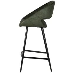 Set di 2 sedie per isola centrale con schienale in velluto a coste (Altezza seduta 68cm) Kosmo Verde scuro