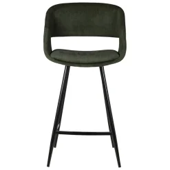 Set di 2 sedie per isola centrale con schienale in velluto a coste (Altezza seduta 68cm) Kosmo Verde scuro