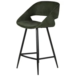 Set di 2 sedie per isola centrale con schienale in velluto a coste (Altezza seduta 68cm) Kosmo Verde scuro