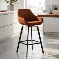 Set di 2 sedie per isola centrale girevoli con schienale in tessuto (Altezza seduta 64cm) Zila Caramello