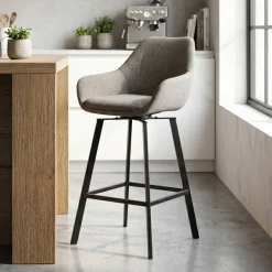 Set di 2 sedie per isola centrale girevoli con schienale in tessuto (seduta 64cm) Zila Grigio argento