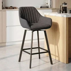Set di 2 sedie per isola centrale girevoli con schienale in tessuto (seduta 64cm) Zila Grigio scuro