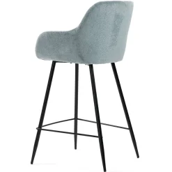 Set di 2 sedie per isola centrale con schienale in tessuto chenille (Altezza seduta 65cm) Zola Blu celadon