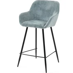 Set di 2 sedie per isola centrale con schienale in tessuto chenille (Altezza seduta 65cm) Zola Blu celadon