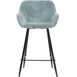 Set di 2 sedie per isola centrale con schienale in tessuto chenille (Altezza seduta 65cm) Zola Blu celadon