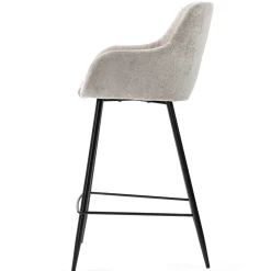 Set di 2 sedie per isola centrale con schienale in tessuto chenille (Altezza seduta 65cm) Zola Tortora