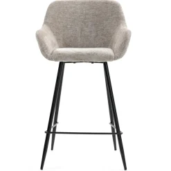 Set di 2 sedie per isola centrale con schienale in tessuto chenille (Altezza seduta 65cm) Zola Tortora